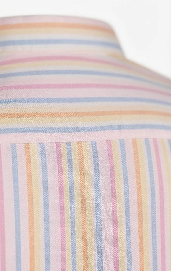 Striped Mandarin Collar Shirt