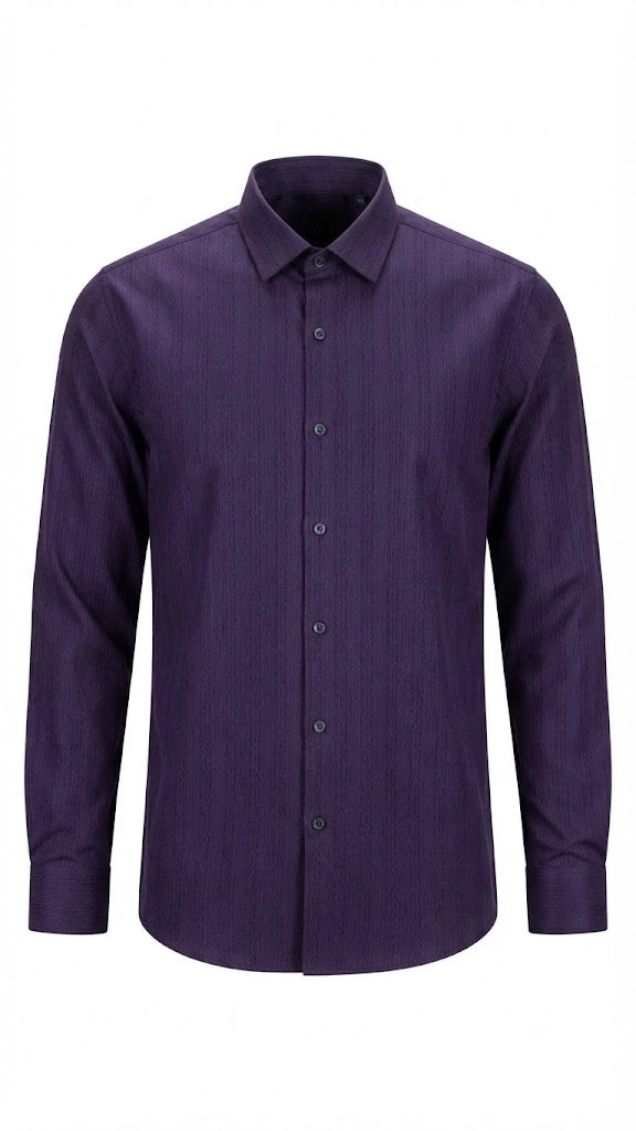 Deep Purple Textured Formal Shirt