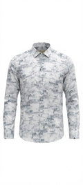 White Abstract Print Casual Shirt