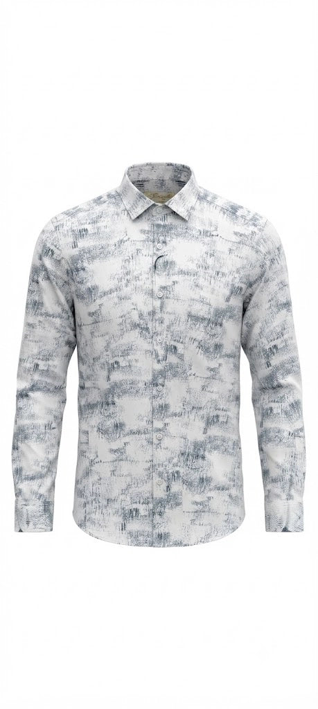 White Abstract Print Casual Shirt