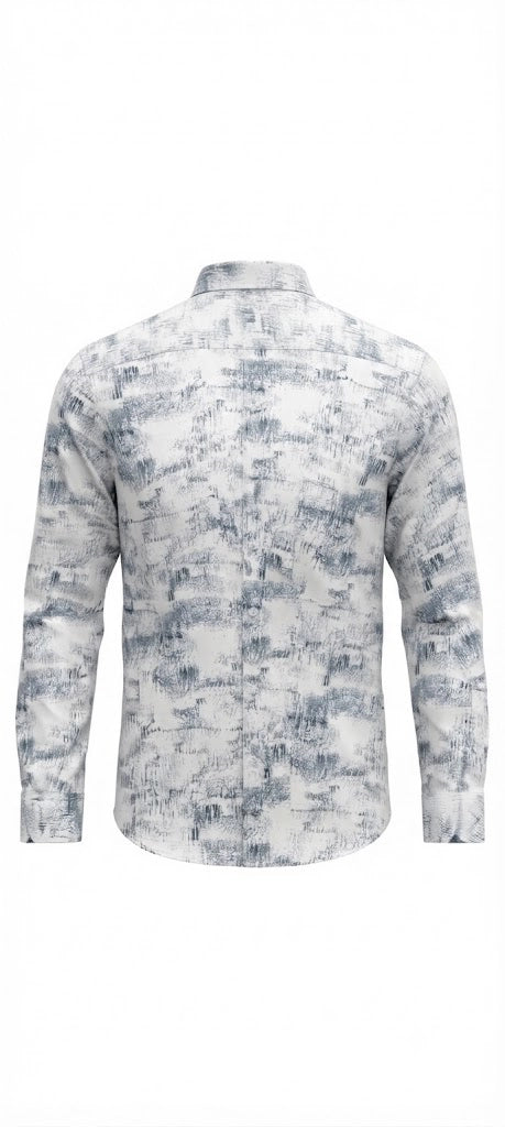White Abstract Print Casual Shirt