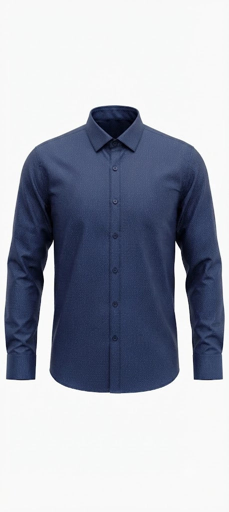 Navy Micro Textured Formal Shirt