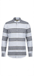White & Charcoal Horizontal Striped Casual Shirt