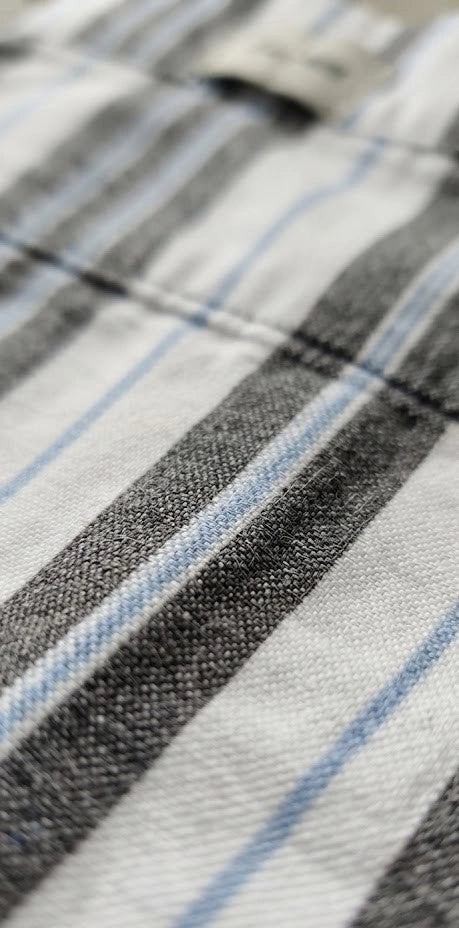 White & Charcoal Horizontal Striped Casual Shirt