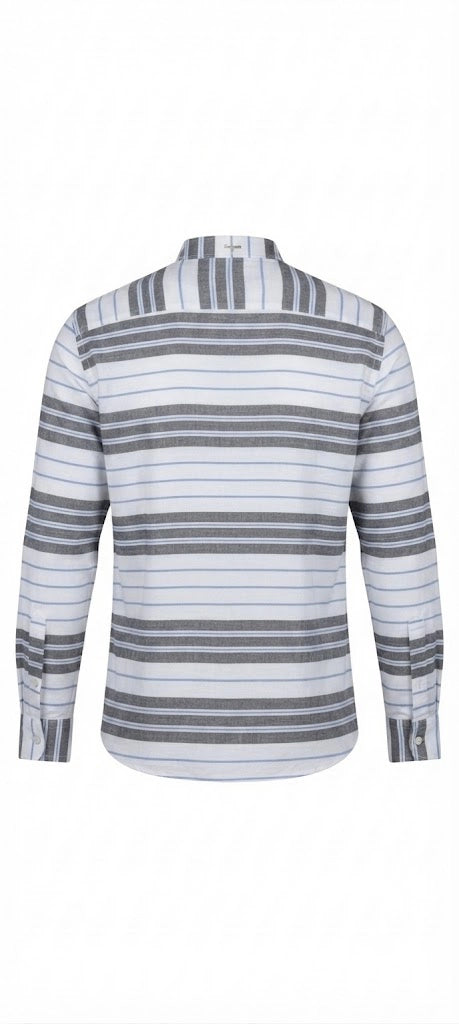 White & Charcoal Horizontal Striped Casual Shirt