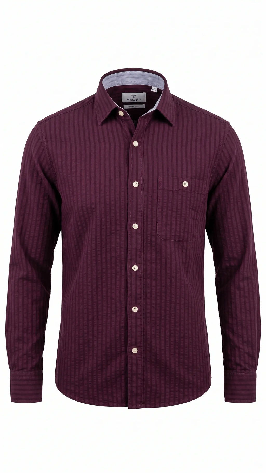 Men's Maroon Textured Full Sleeve Casual Shirt