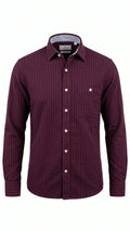 Men's Maroon Textured Full Sleeve Casual Shirt