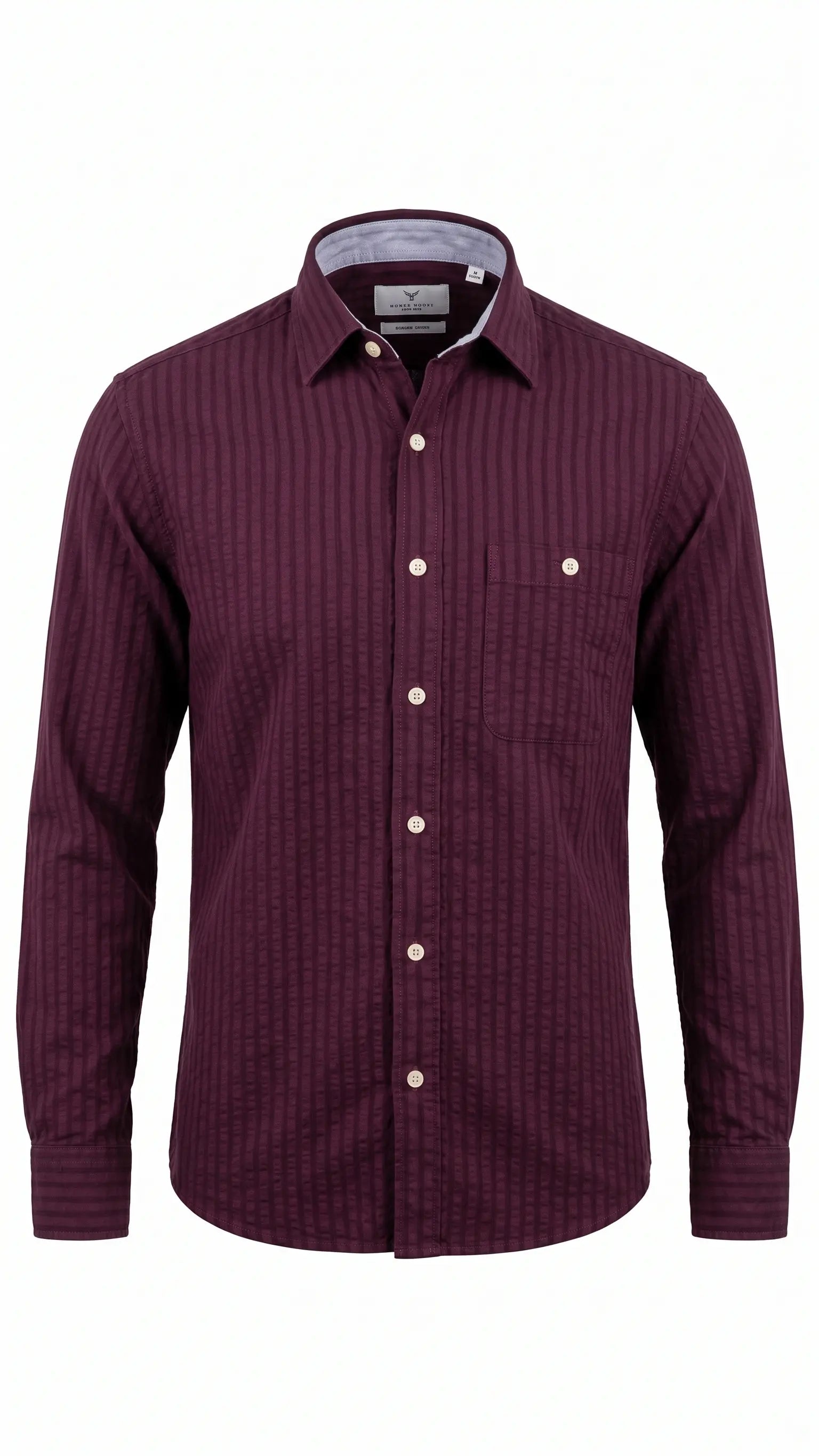 Men's Maroon Textured Full Sleeve Casual Shirt