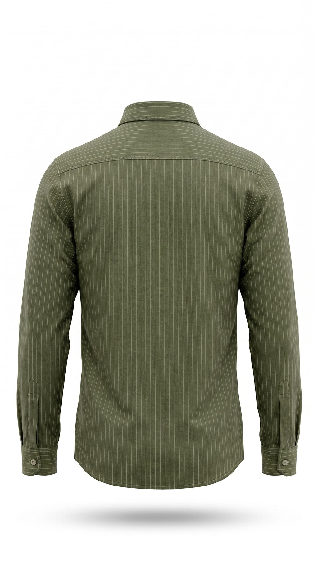 Olive Green Pinstripe Full Sleeve Cotton Shirt