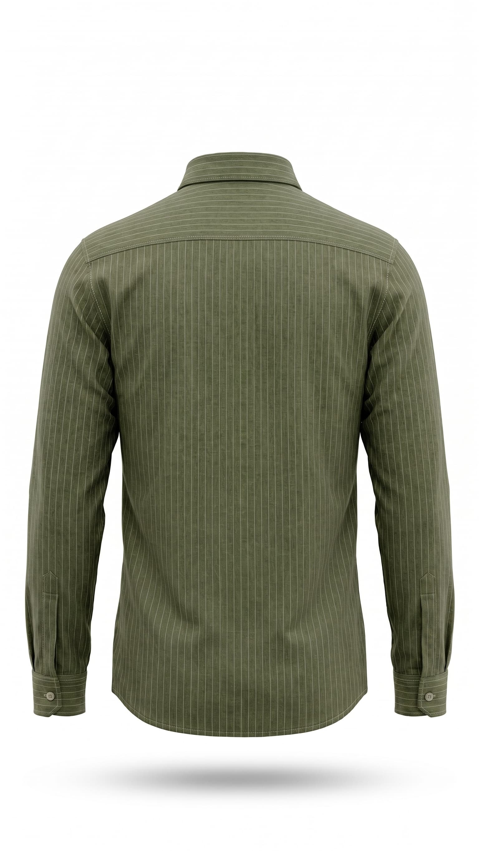 Olive Green Pinstripe Full Sleeve Cotton Shirt