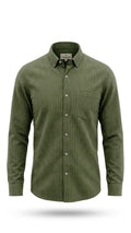 Olive Green Pinstripe Full Sleeve Cotton Shirt