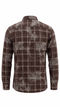 Distressed Earth Plaid Burgundy Check Shirt