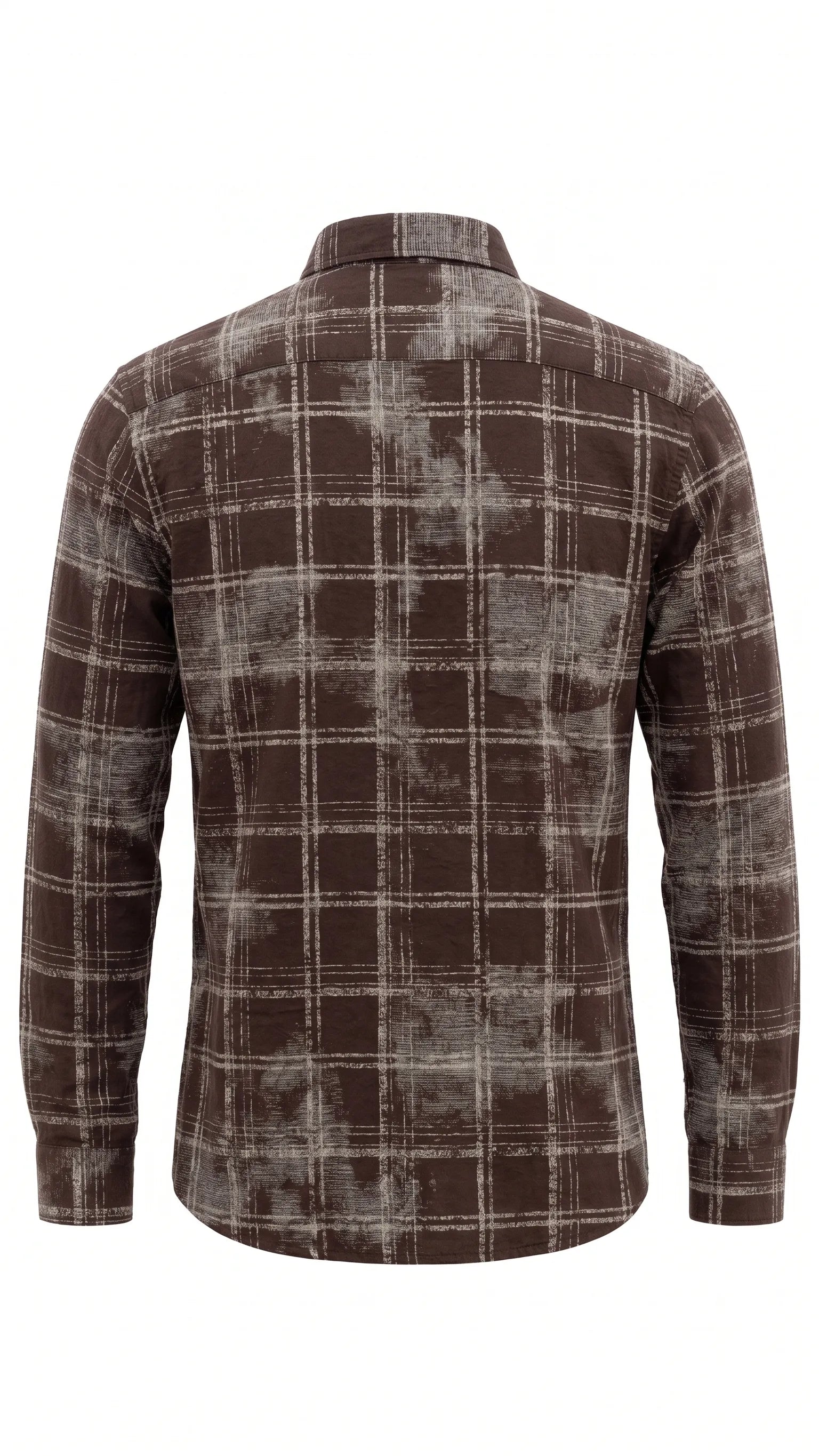 Brown Abstract Check Full Sleeve Cotton Shirt