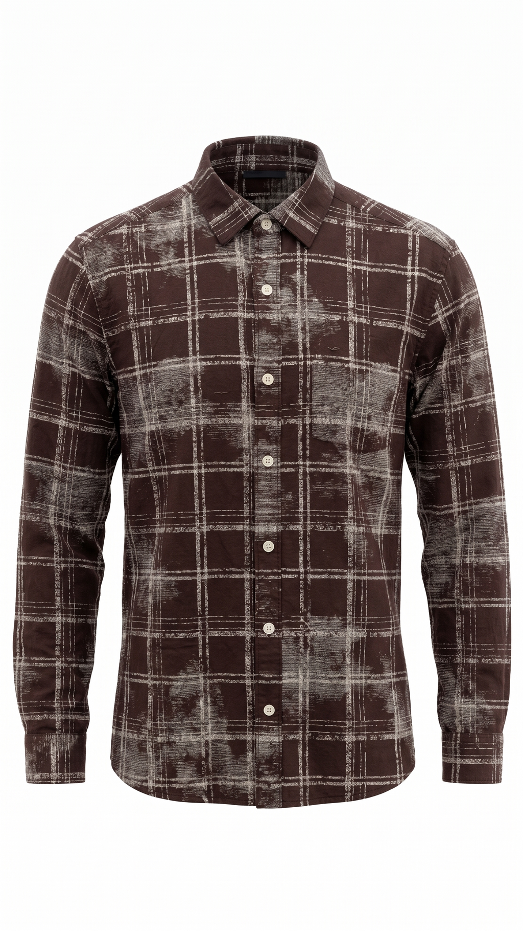 Distressed Earth Plaid Burgundy Check Shirt