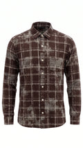 Brown Abstract Check Full Sleeve Cotton Shirt