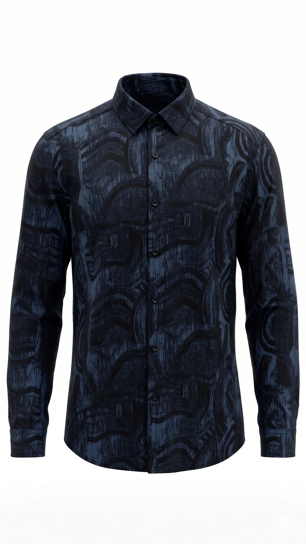 Navy Blue Abstract Print Full Sleeve Shirt