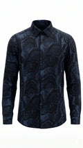 Navy Blue Abstract Print Full Sleeve Shirt