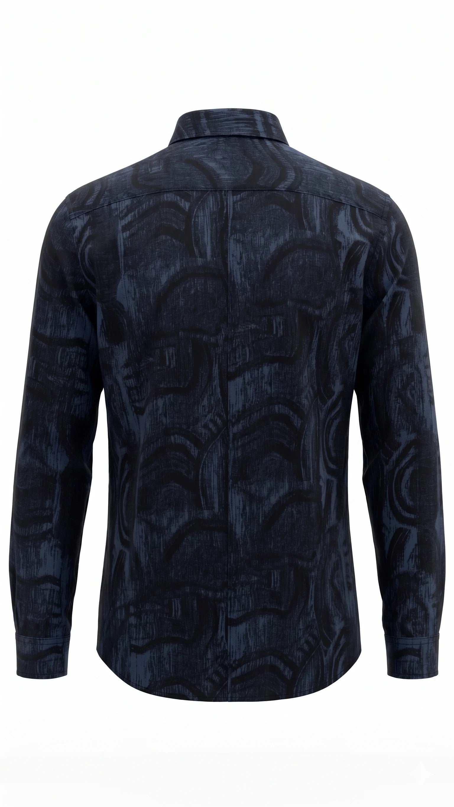 Navy Blue Abstract Print Full Sleeve Shirt