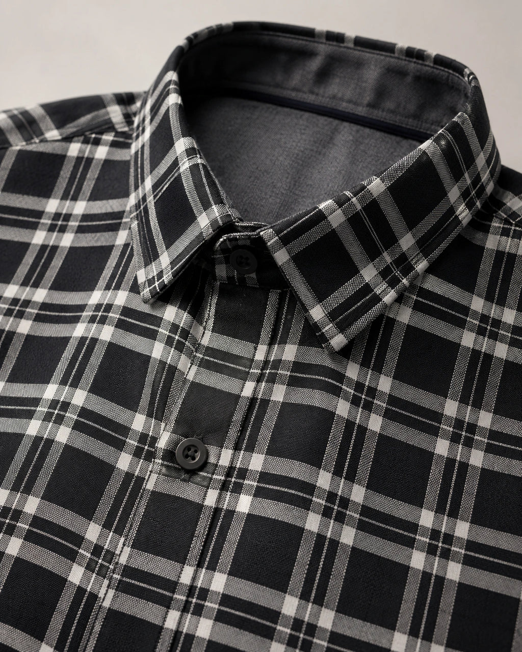 Men's Black & White Checked Full Sleeve Cotton Shirt