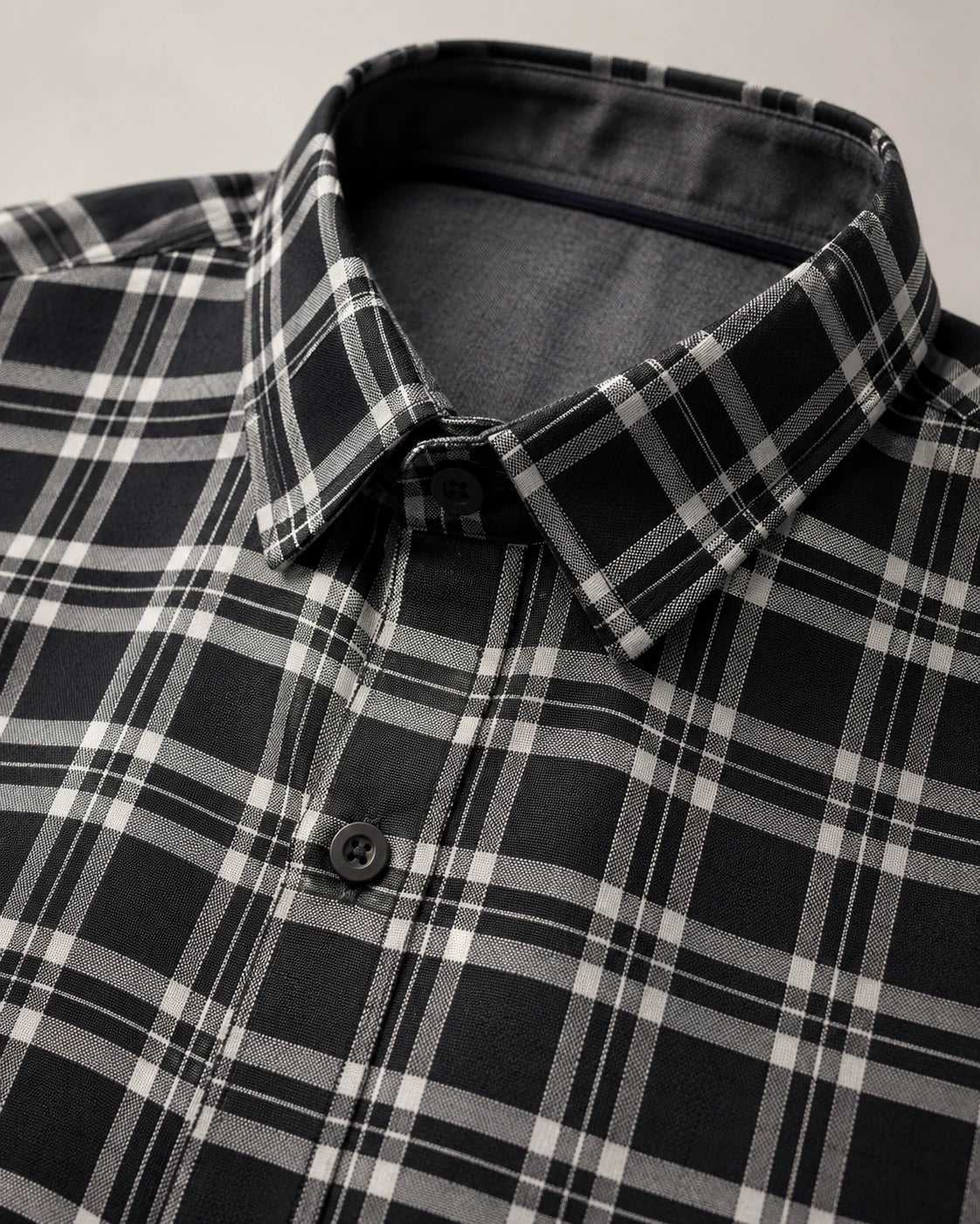 Men's Black & White Checked Full Sleeve Cotton Shirt