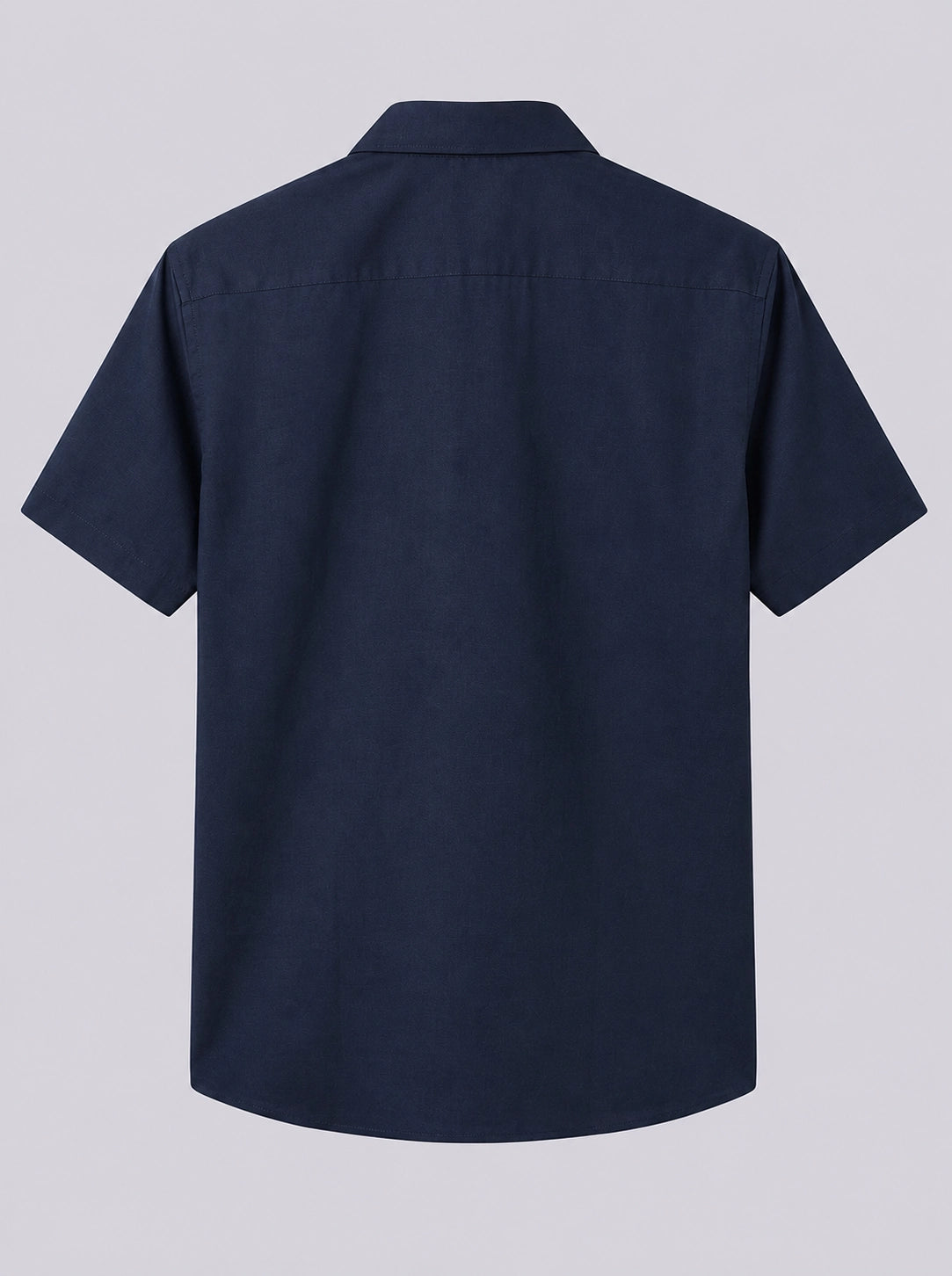 Navy Blue Textured Short Sleeve Formal Shirt