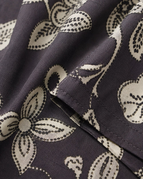 Charcoal Grey Floral Printed Straight Kurta for Women