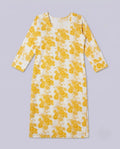 Women's White & Mustard Floral Print Straight Kurti