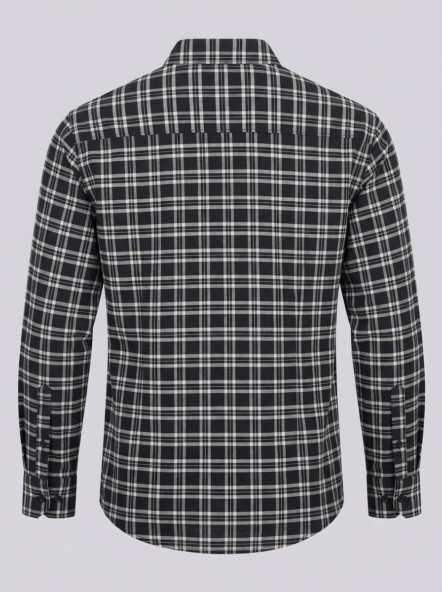 Men's Black & White Checked Full Sleeve Cotton Shirt
