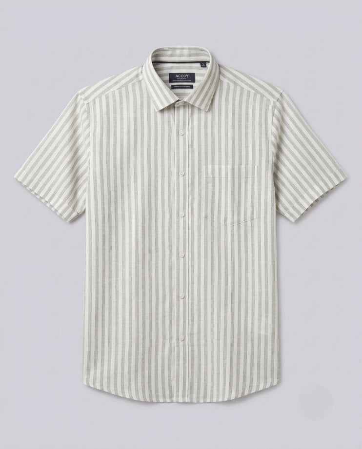White Striped Short-Sleeve Shirt