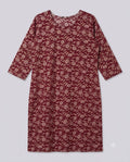 Women's Maroon Floral Print Straight Kurta