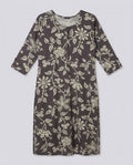 Charcoal Grey Floral Printed Straight Kurta for Women