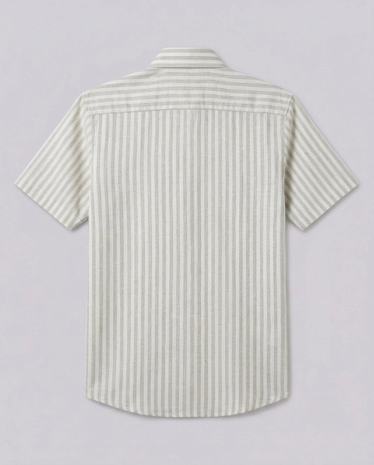 White Striped Short-Sleeve Shirt