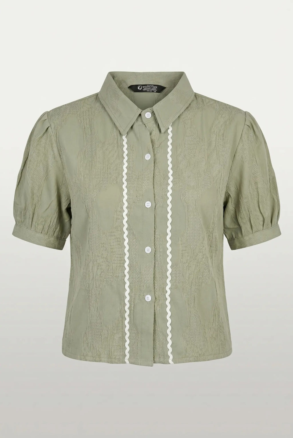 Charming Sage Green Rick-Rack Short Top