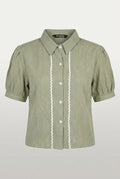 Charming Sage Green Rick-Rack Short Top
