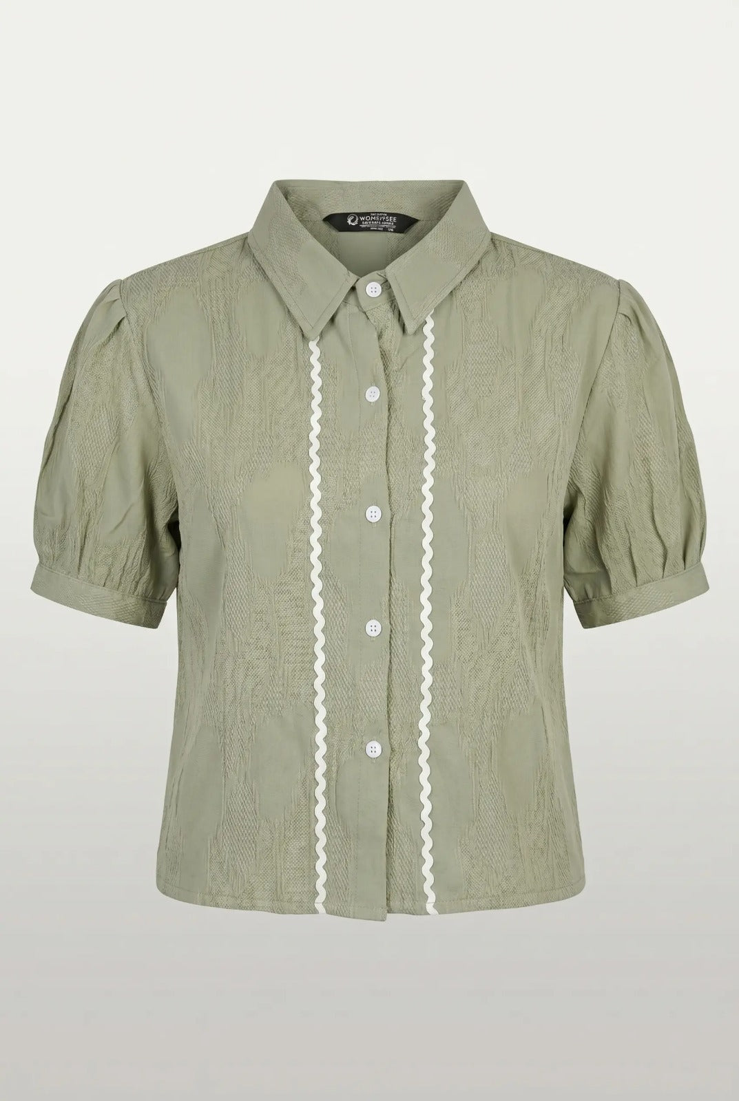Charming Sage Green Rick-Rack Short Top
