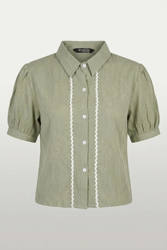 Charming Sage Green Rick-Rack Short Top