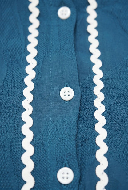 Chic Teal Rick-Rack Short Top