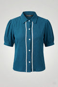 Chic Teal Rick-Rack Short Top