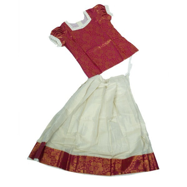 Floral Maroon Pattupavada