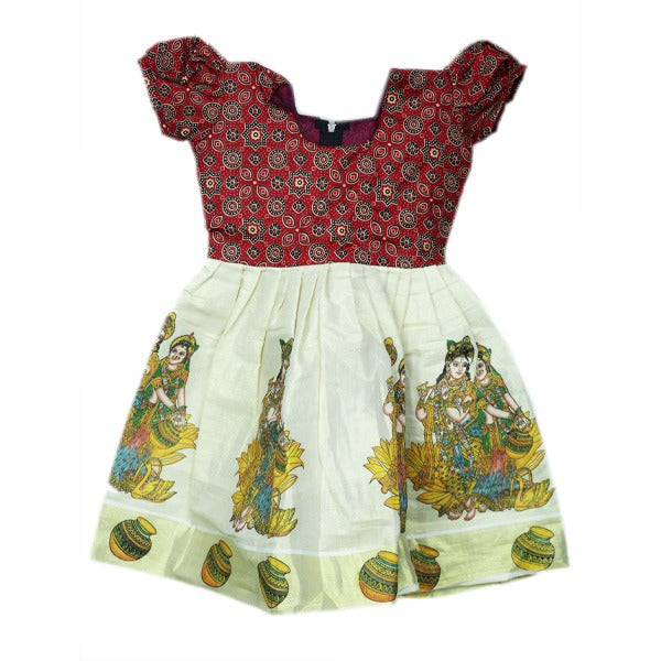 Red Kasavu Frock