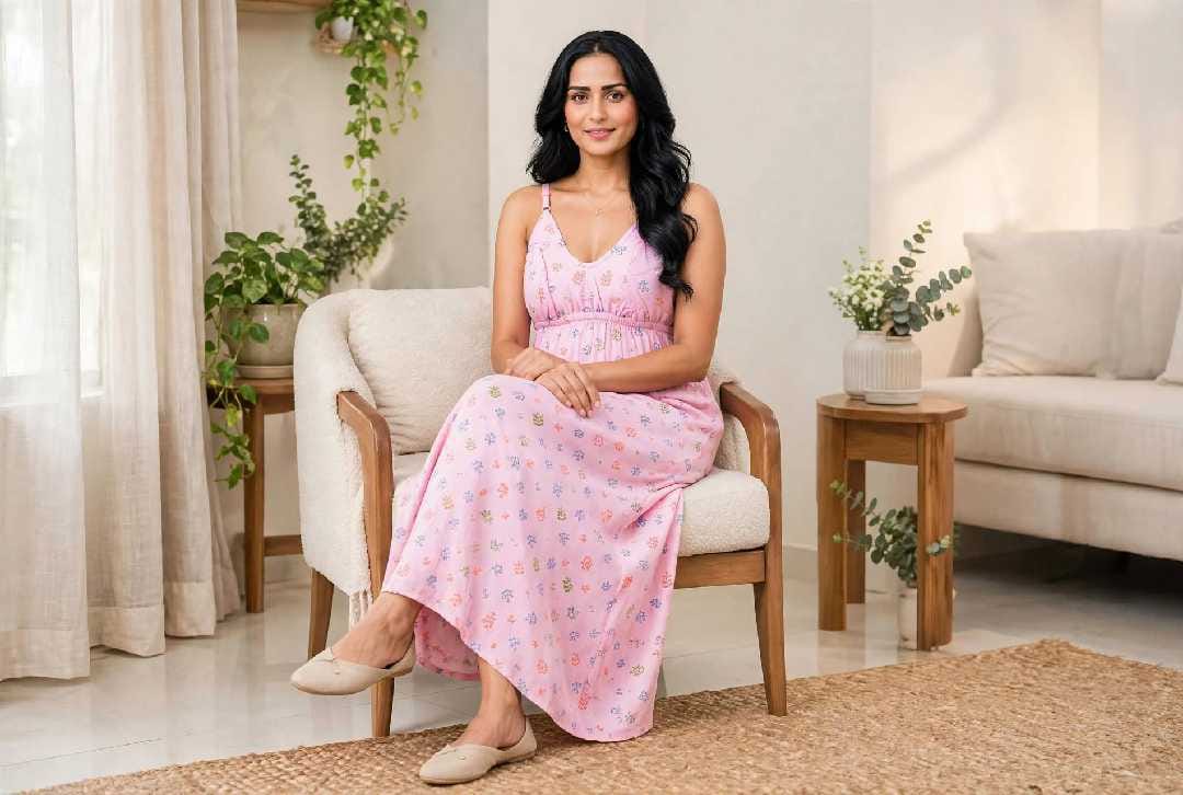 Light Pink Ditsy Floral Sleeveless Dress / with Adjustable Straps