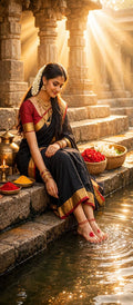 Black-Gold  Mul Cotton Saree