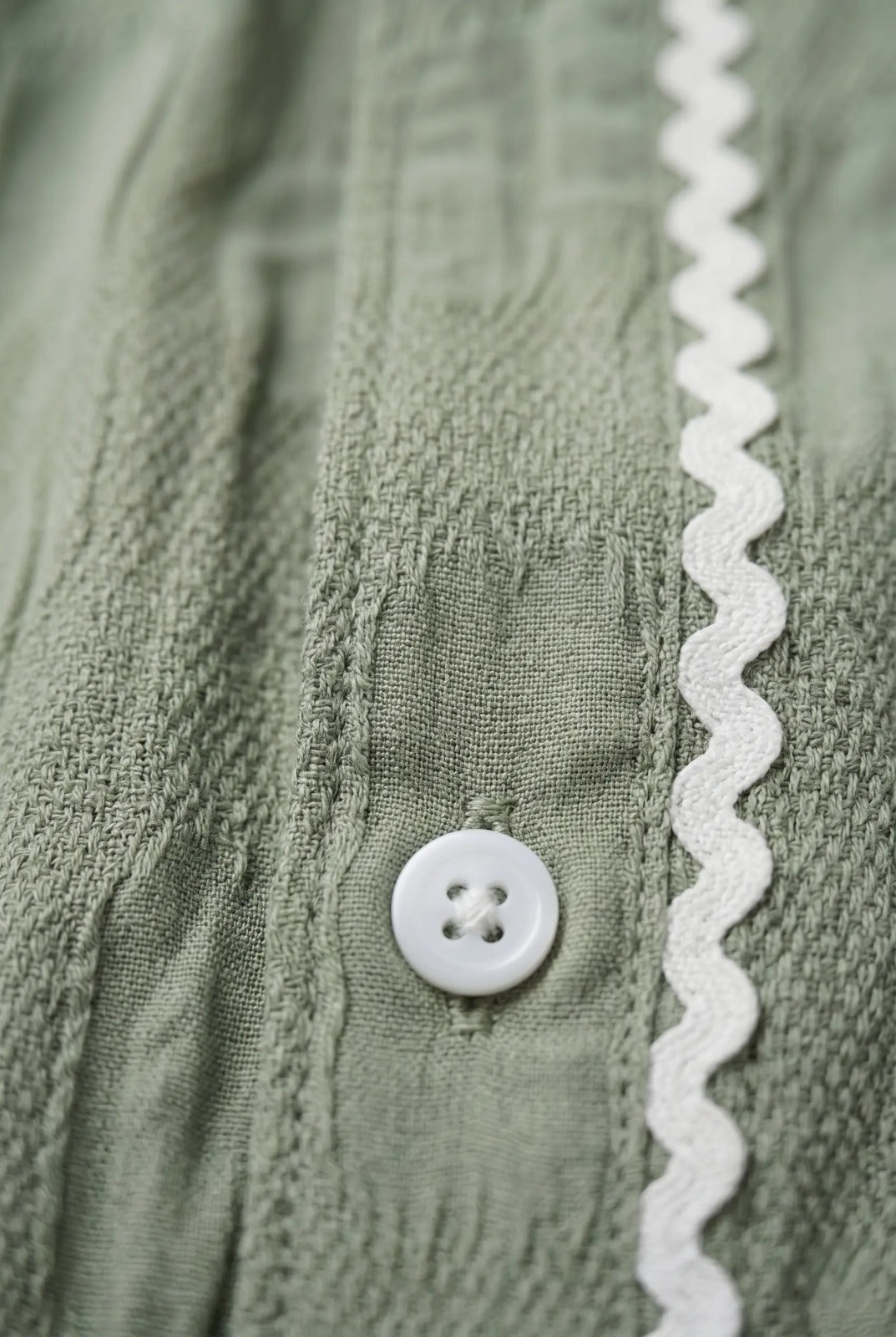 Charming Sage Green Rick-Rack Short Top