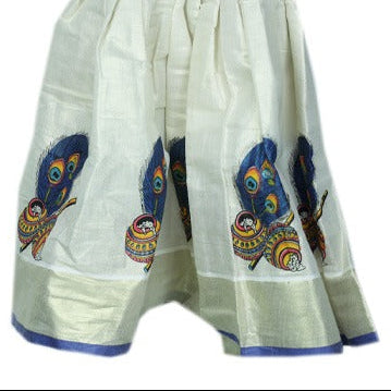 Blue Kasavu Frock