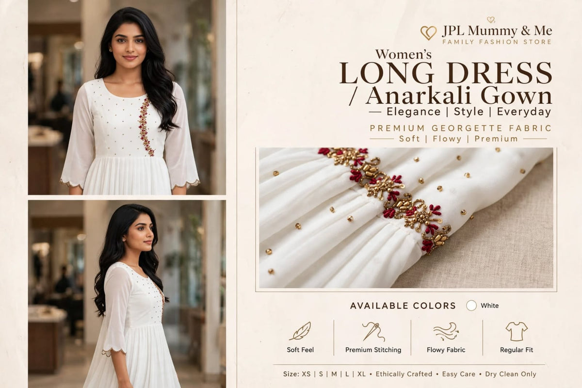 Snow White Embroidered Georgette Gown
