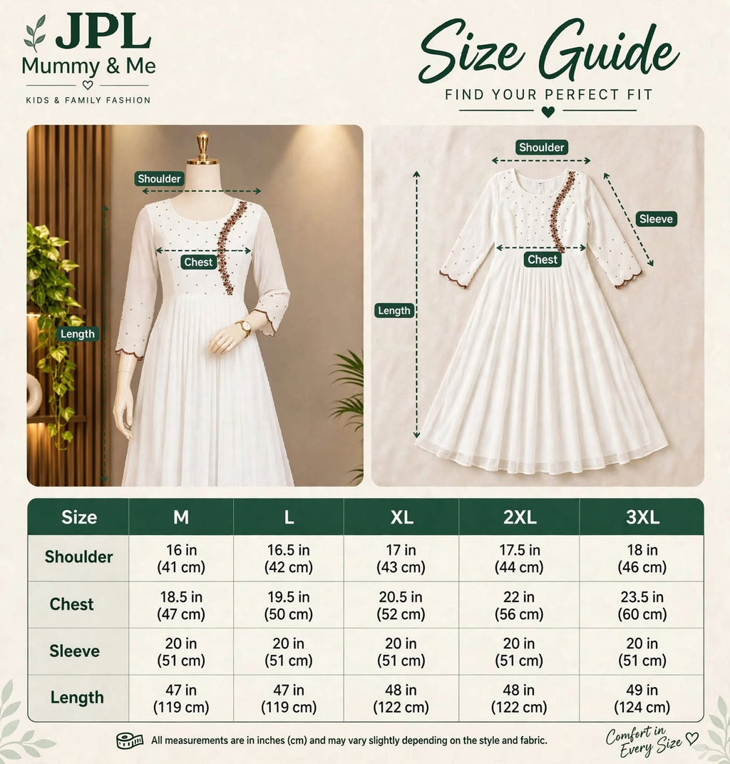 Snow White Embroidered Georgette Gown