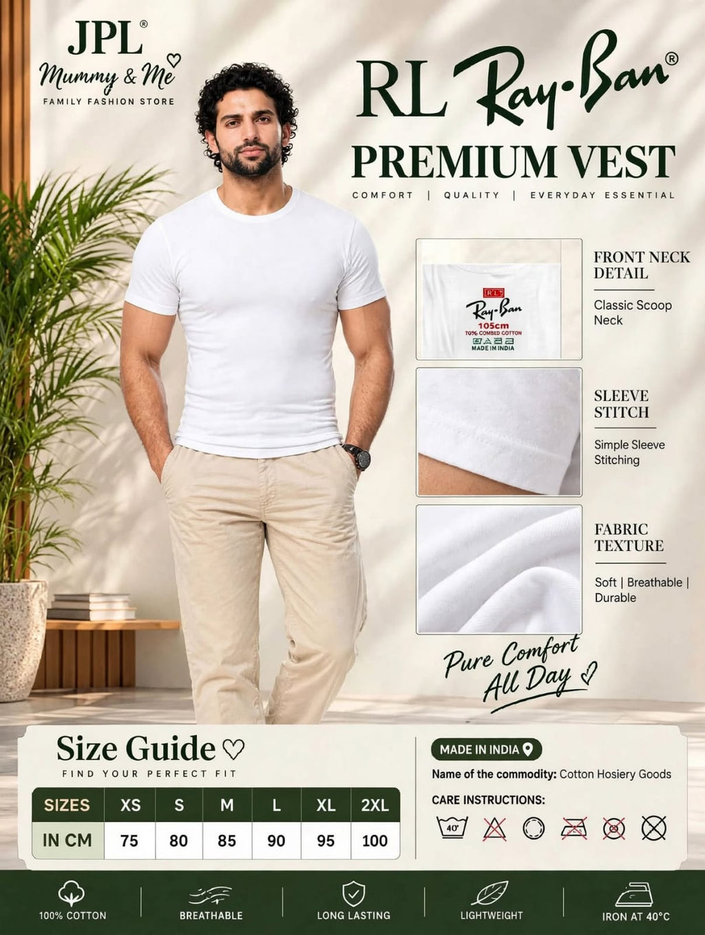 RL Ray Ban Premium Vest - Half Sleeve