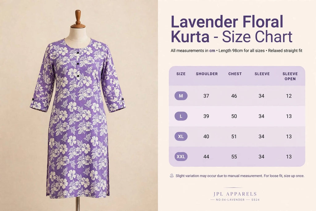 LAVENDER FLORAL KURTA 3/4 SLEEVE 50% OFF