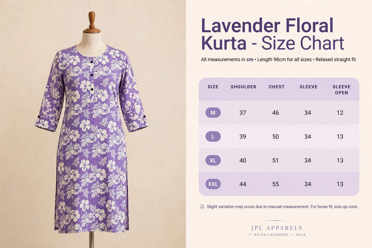 LAVENDER FLORAL KURTA 3/4 SLEEVE 50% OFF