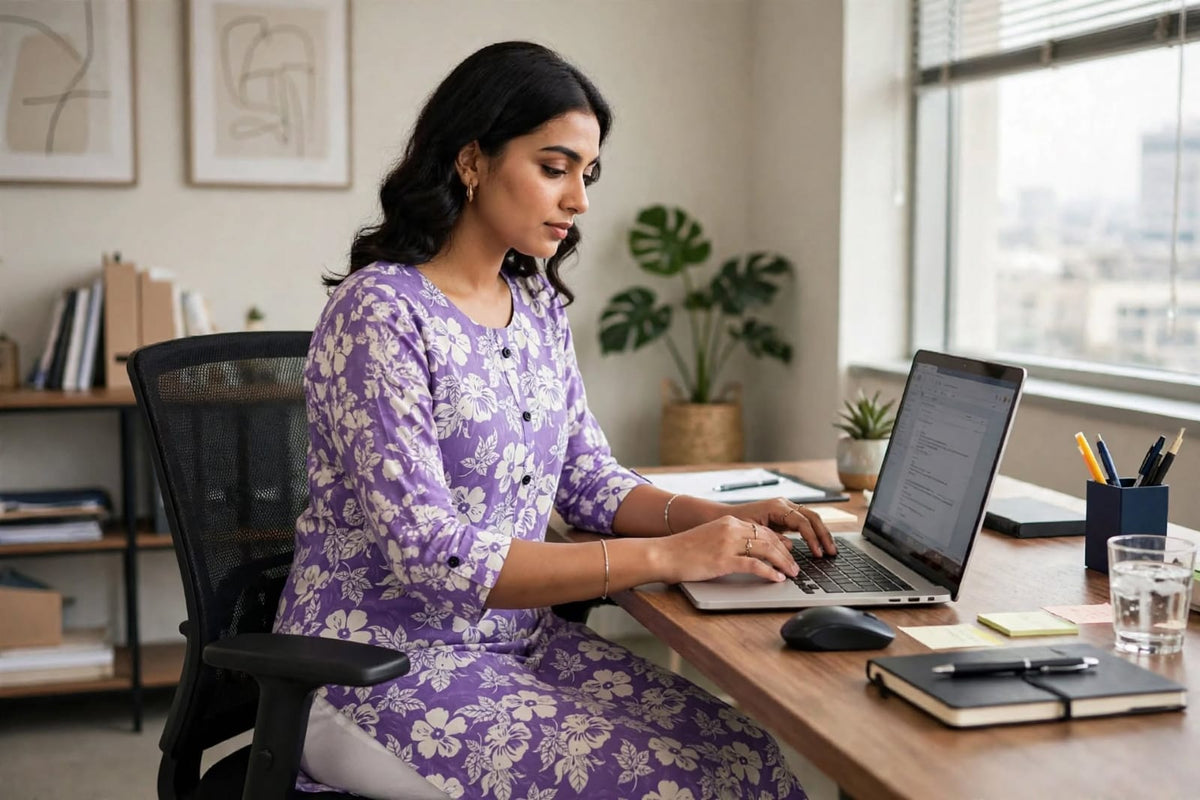 LAVENDER FLORAL KURTA 3/4 SLEEVE 50% OFF